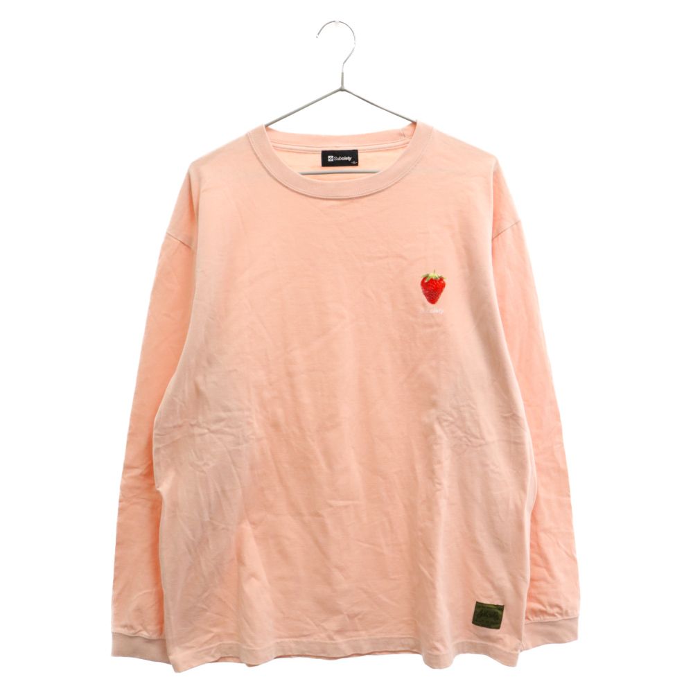 Subciety (サブサエティ) ストロベリープリント クルーネック 長袖 Tシャツ ピンク