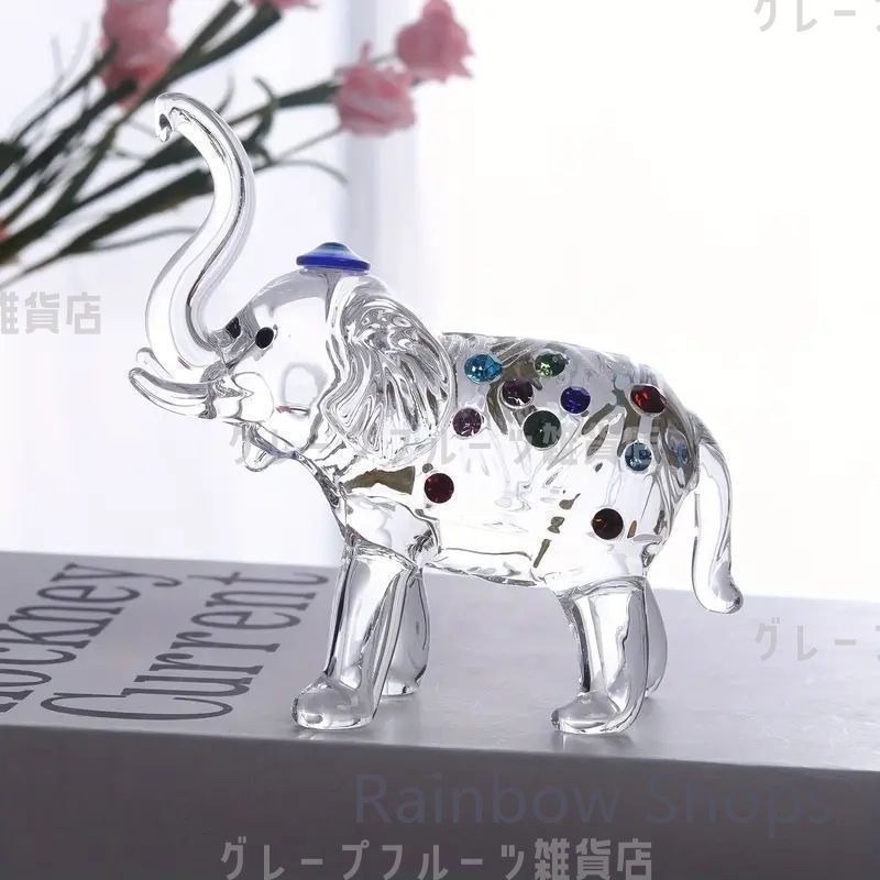 クリスタル象の彫刻 新品未使用】クリスタルエレファント装飾オブジェ透明な