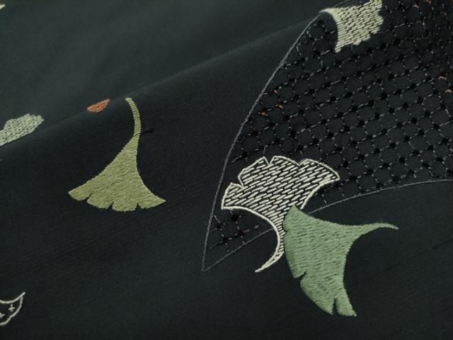 平和屋着物●中国三大刺繍　スワトウ刺繍　訪問着　総刺繍　いちょう　正絹　逸品　CAAS7109yc 平和屋着物○中国三大刺繍 スワトウ刺繍 訪問着 総刺繍 いちょう 正絹