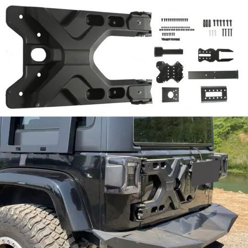 ジープ ラングラー JK 強化リアゲートヒンジ＆スペアタイヤホルダー セット スチール製 ブラック