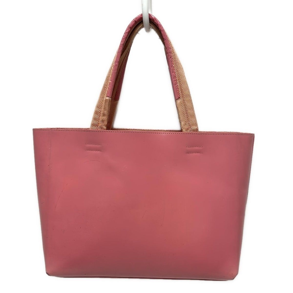 プラダ PRADA トートバッグ パンチングロゴ レザー ピンク ベージュ プラダ PRADA トートバッグ パンチングロゴ レザー ピンク