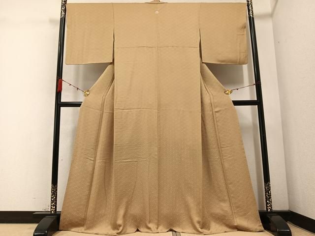 平和屋着物 上質な色無地 青海波地紋 枯色 正絹 AABC1760ph