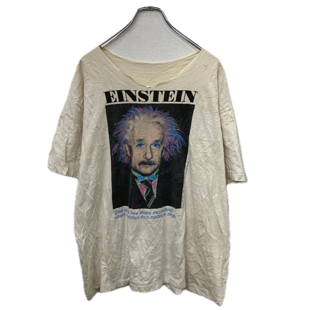 アインシュタイン 半袖 プリントTシャツ XL～ オフホワイト