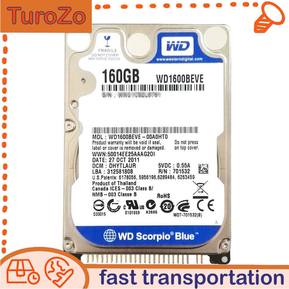 Western Digital WD1600BEVE 160GB 5400RPM PATA IDE 2.5 Laptop Hard Disk Drive