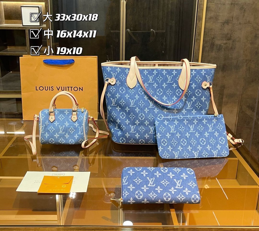 ??魅力 LOUIS VUITTON ルイヴィトン トートバッグ ハンドバッグ 財布 3点セット デニム｜ ｜ ♥--MM輸入3
