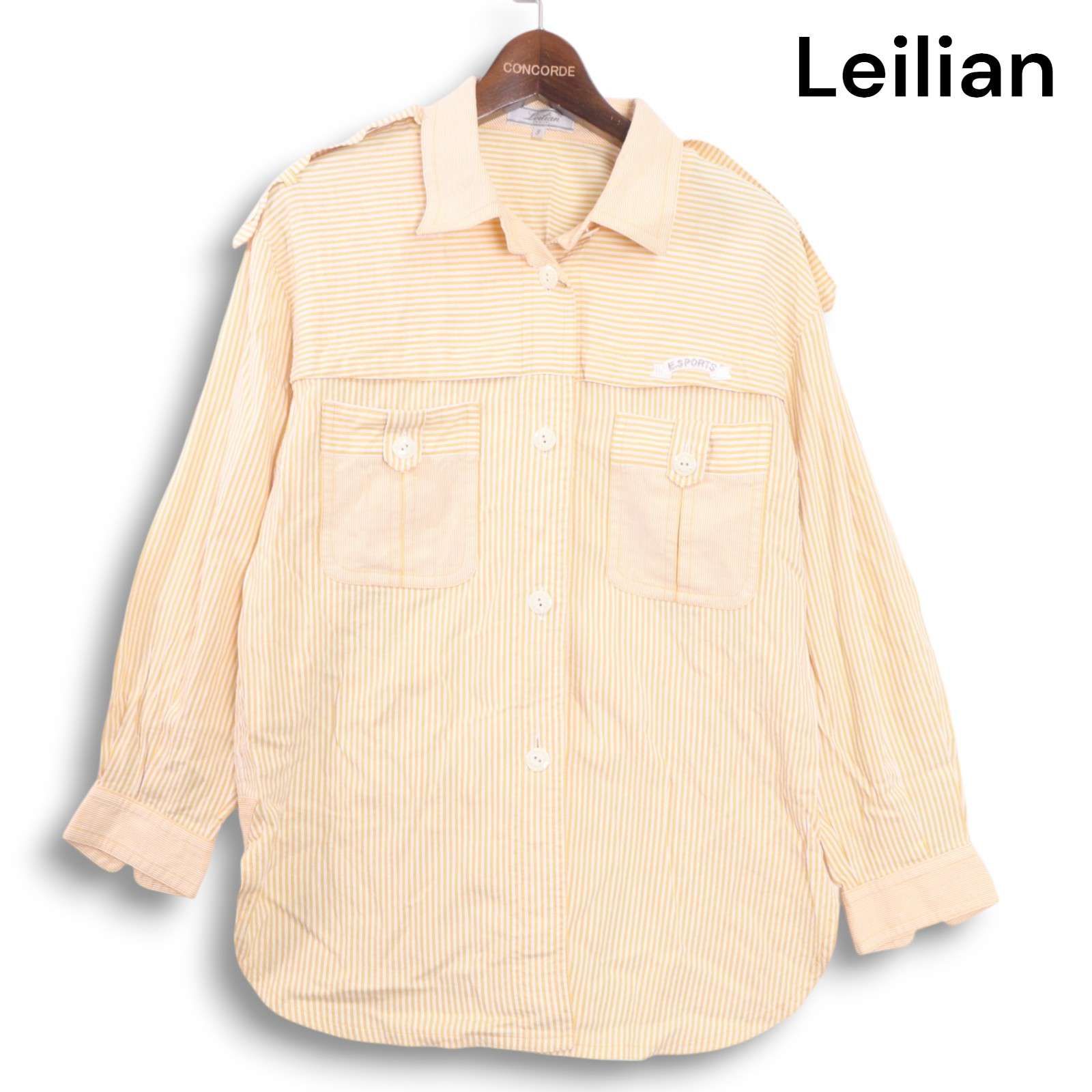 Leilian レリアン 通年 エポレット☆ ストライプ 長袖 ワーク