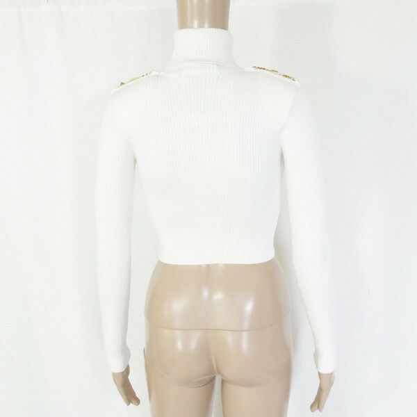 80%OFF エリザベッタフランキ ELISABETTA FRANCHI ニット 40 EKN734 Sサイズ ホワイト レディース 長袖ニット タートルネック イタリア製