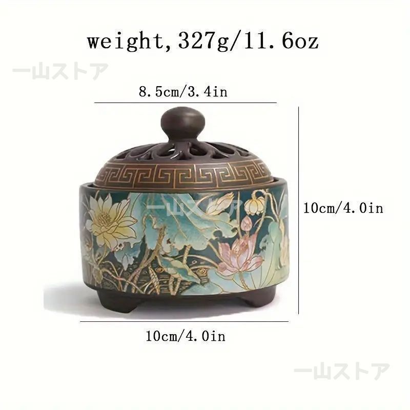 大型エナメル工芸陶器香炉 1個 8.38x10.16 cm 絶妙な室内装飾