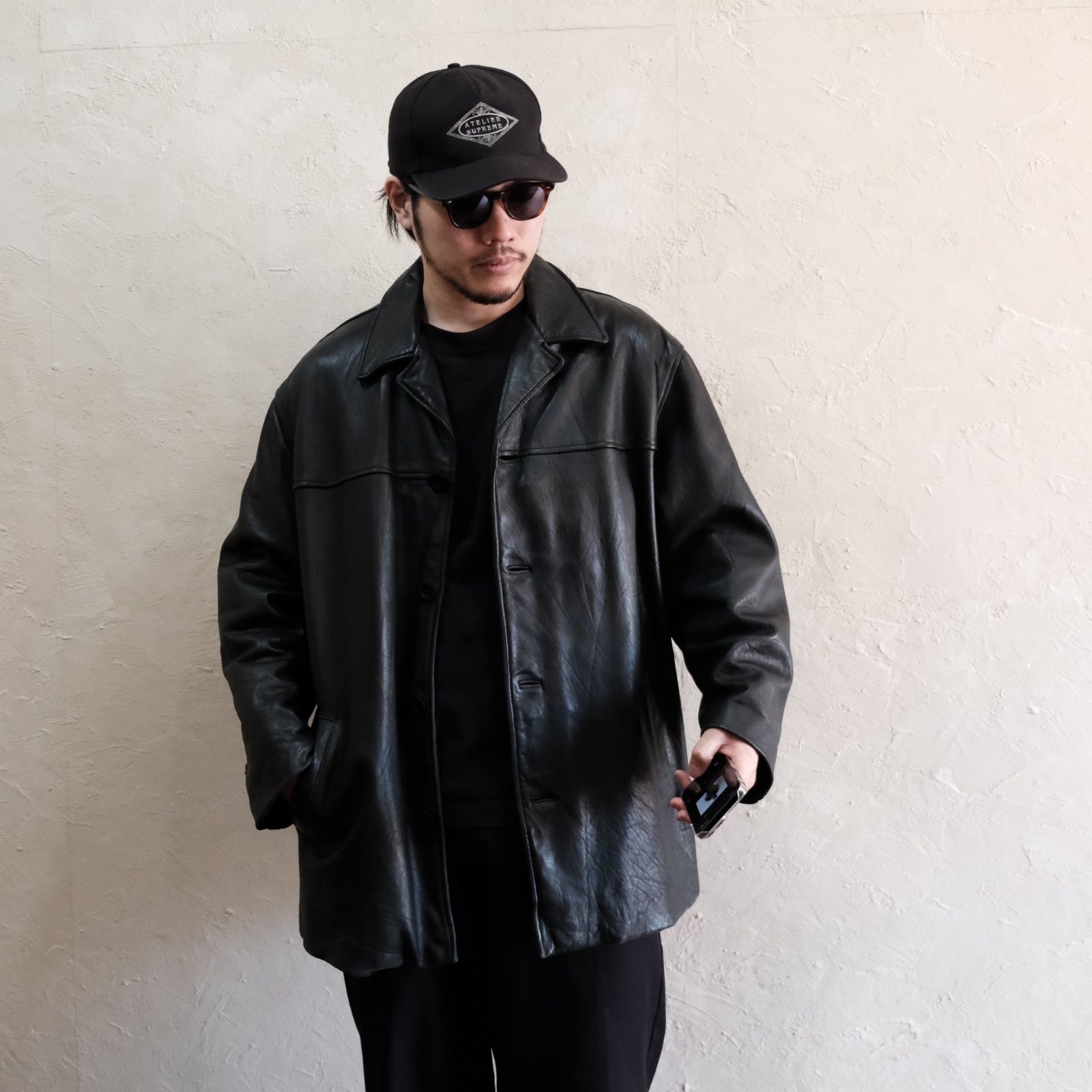 90s レザーカーコート ヴィンテージビンテージ50s60s70s80s90scomoli