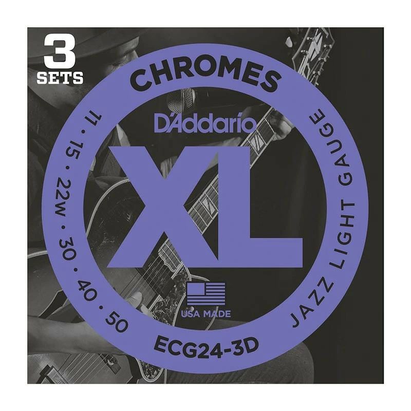 D Addario ECG24-3D フラットワウンド弦 XL Chromes Flat Wound 3セットパック ダダリオ