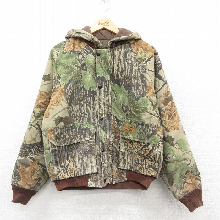 L|古着 ダックスバック 長袖 ハンティング ジャケット パーカー メンズ 90s リアルツリー ラグラン 緑他 グリーン 迷彩 spe 25oct01