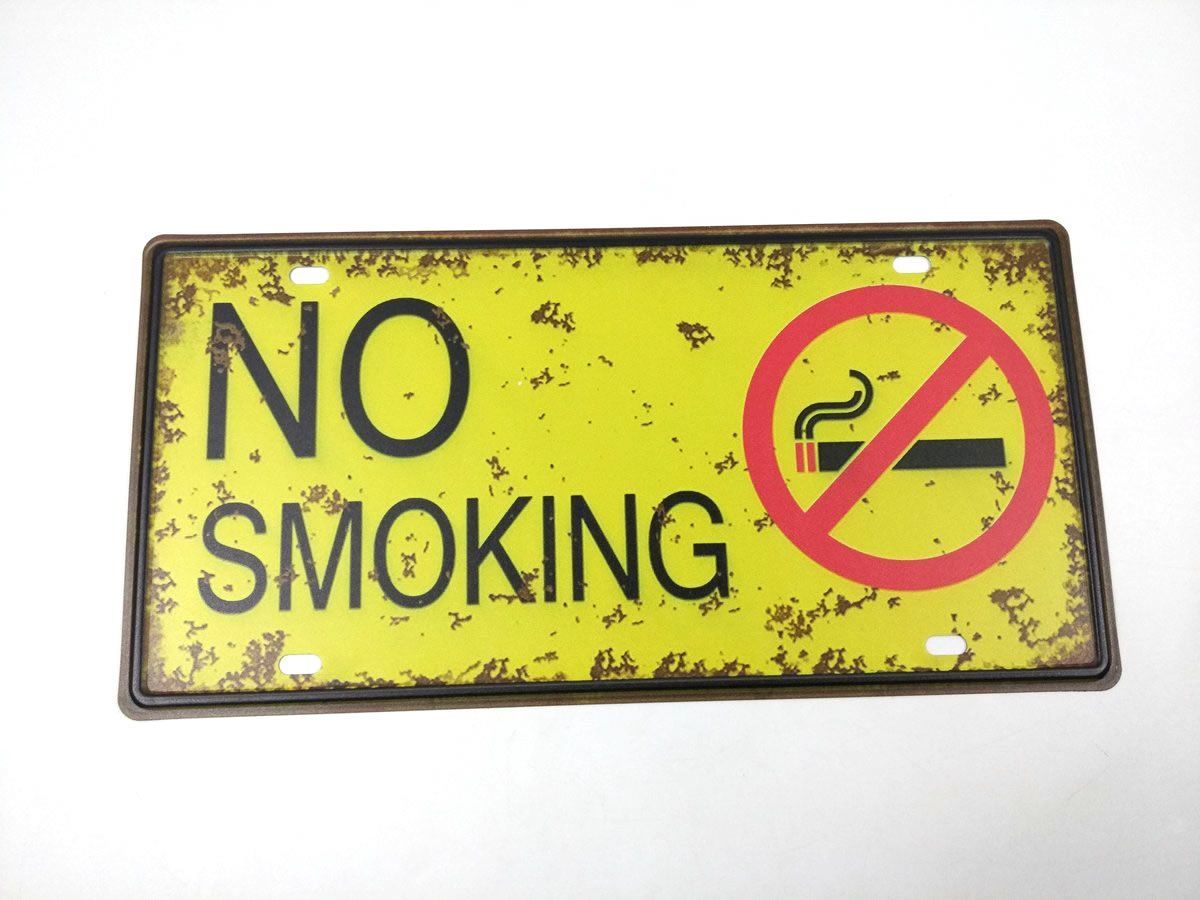 アメリカン風ブリキ看板ナンバープレート 注意 看板 NO 禁煙 SMOKING