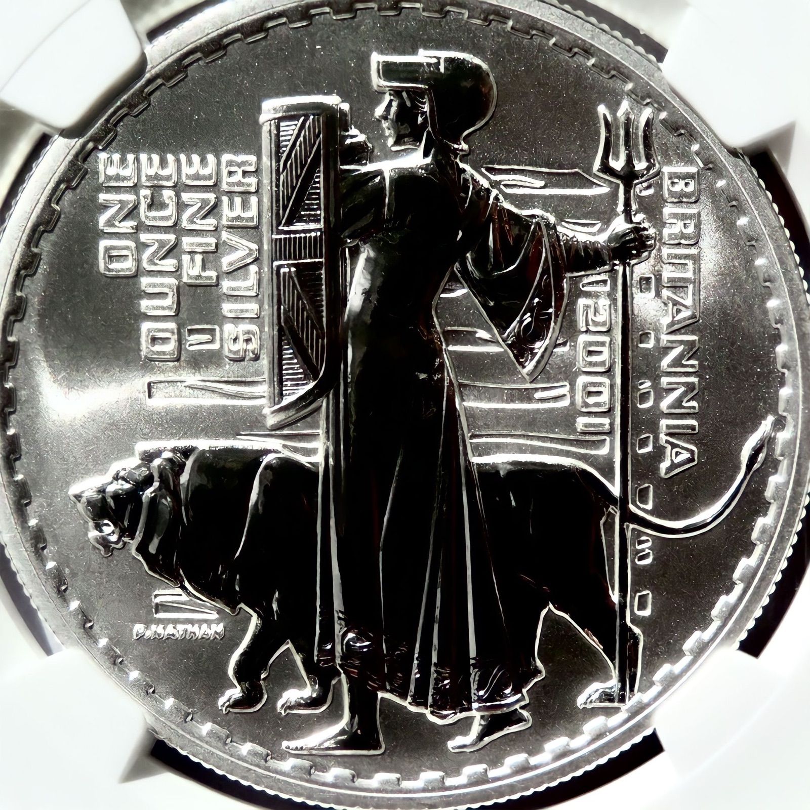 2001年 ブリタニアとライオン 1オンス 2ポンド 銀貨 2001年 ブリタニアとライオン NGC PF70UC 1オンス 2ポンド 銀貨