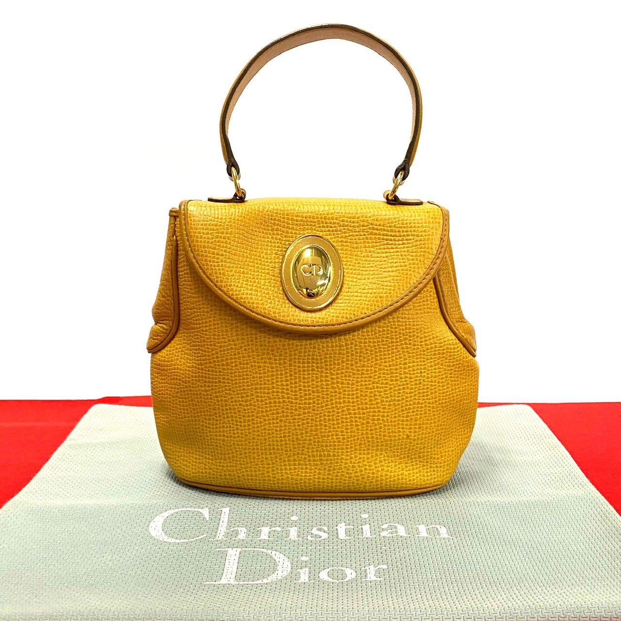 極美品 DIOR ディオール ヴィンテージ CD金具 レザー　ハンドバッグ ほぼ未使用 Christian Dior クリスチャン ディオール CD ロゴ