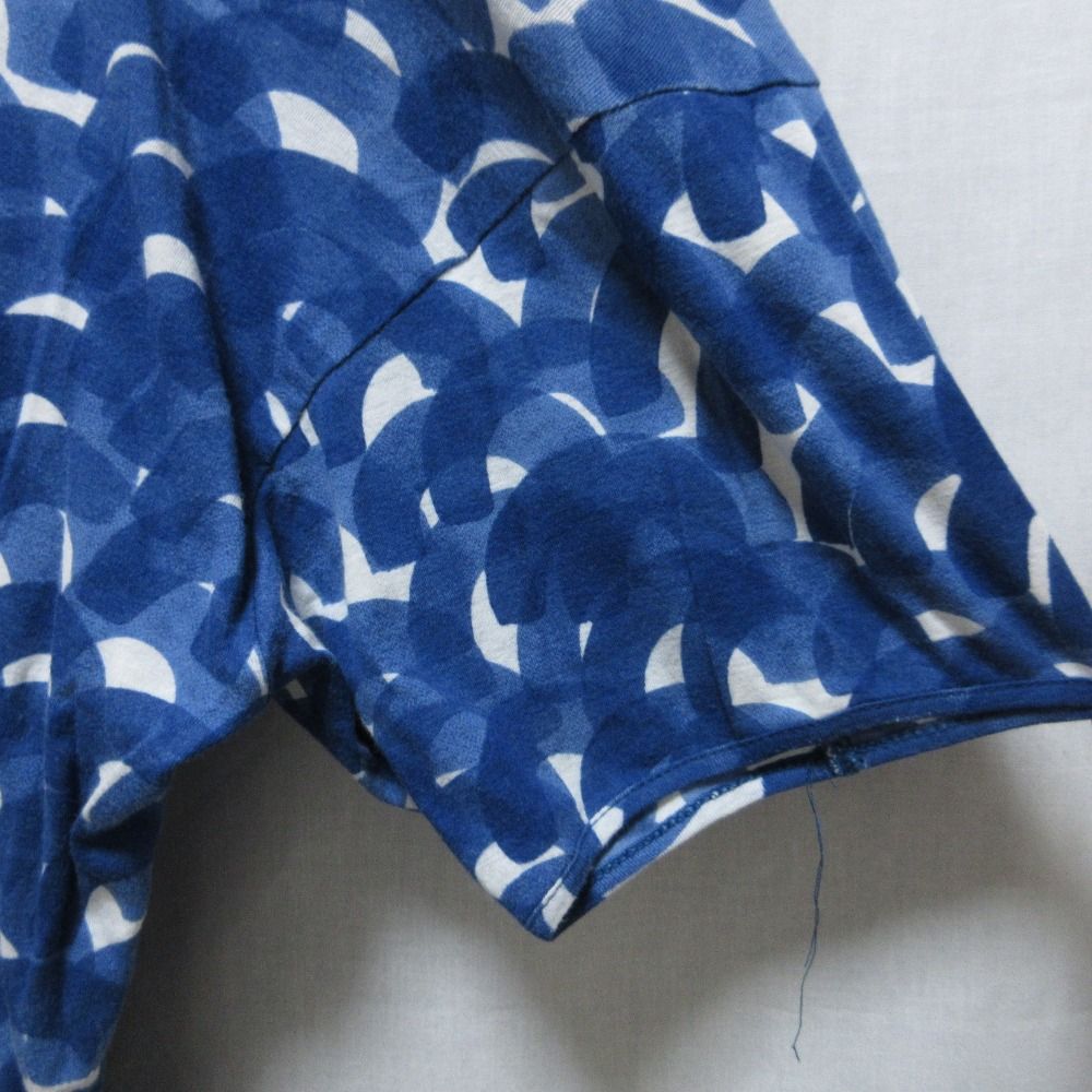 良品 mina perhonen ミナペルホネン aalto アアルト 総柄 七分袖 ドルマンスリーブ ラウンドネック カットソー Tシャツ 38 ブルー レディース 古着 中古 良品 mina perhonen ミナペルホネン aalto アアルト 総柄 七分袖