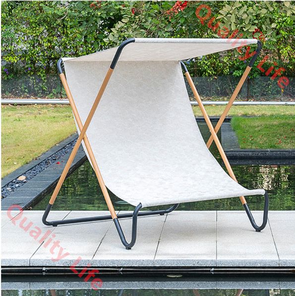 アウトドア チェア 2人掛け 折りたたみチェア 日よけ付き スリングチェア 防水 ラウンジ チェア 椅子 庭 園 キャンプ チェア バタフライチェア ビーチチェア ガーデンチェア ベランダ カフェ 家庭用|業務用 耐荷重200KG 暗い色 HRDEVELOPMENT_JP
