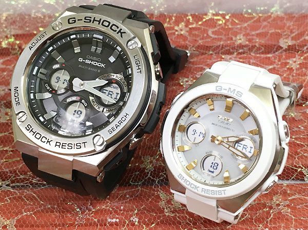 恋人たちのGショックペア G-SHOCK BABY-G ペアウォッチ  カシオ 2本セット 電波ソーラー GST-W110-1AJF MSG-W100-7A2JF ラッピング無料 