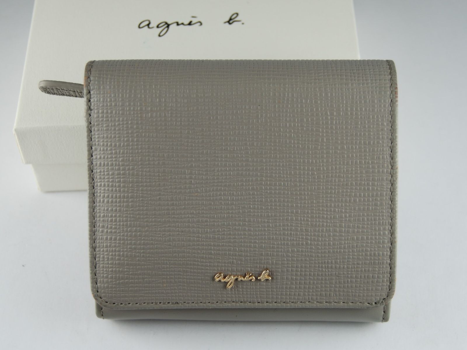 USED/B】アニエスベーagnesb 二つ折り財布 グレー コンパクト