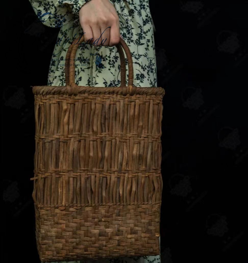 ★極美品★　山葡萄　かごバッグ網代編 国産】山ぶどう 細網代編み手提げ籠バッグ（小） | 虎斑竹専門店 竹虎