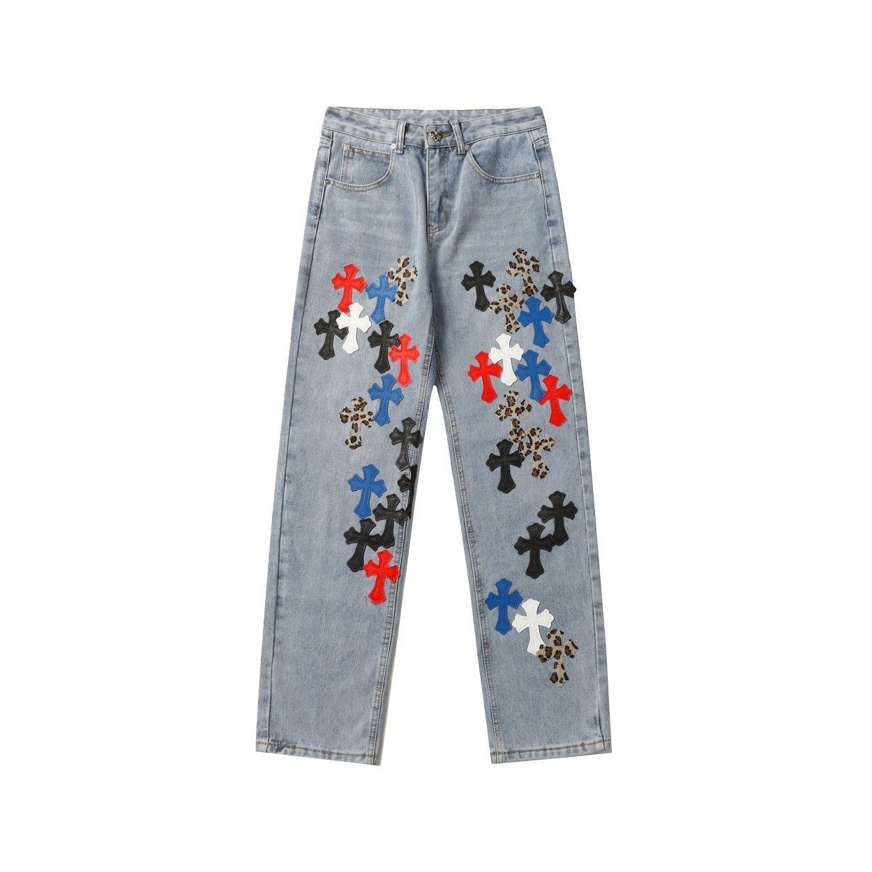 CHROME HEARTS クロムハーツ（原本無） Denim Pants クロスボールボタン クロスパッチ デニムパンツ インディゴブルー –  ブランド古着 LIFE