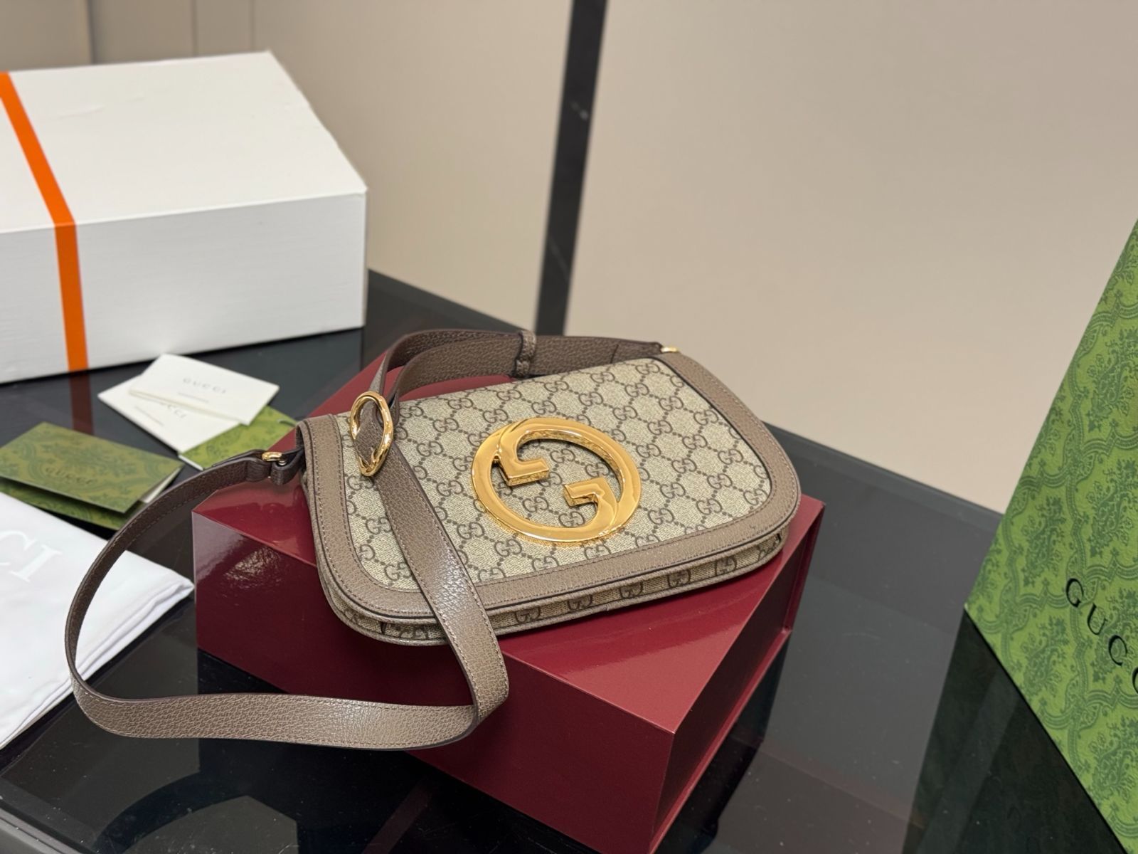 【関税&送料込】Gucci Caramel Leather Gucci Blondie Shoulder GUCCI Blondie leather shoulder bag | NET-A-PORTER