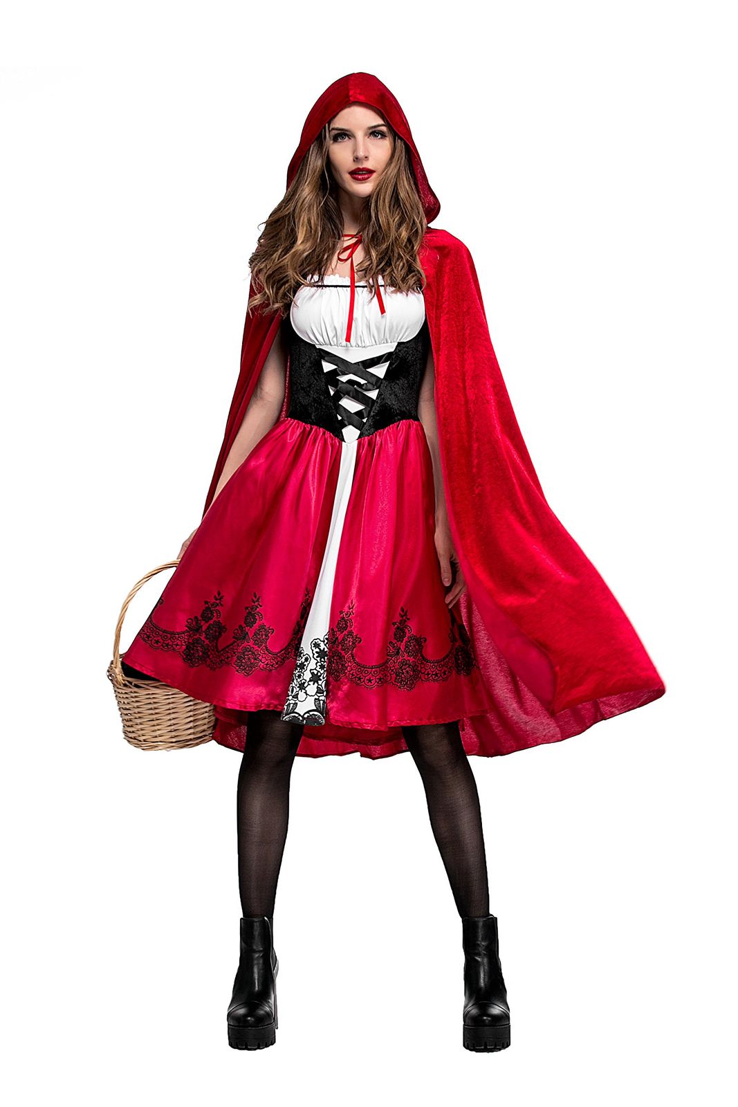 【迅速発送】JUNDOMECY ハロウィン コスプレ 赤ずきん風 豪華 綺麗 赤ずきん メイド服 制服 仮装 赤ずきんちゃん 大人用 レディース性用 パーティー 舞台 イベント 演出服 (XXXL)