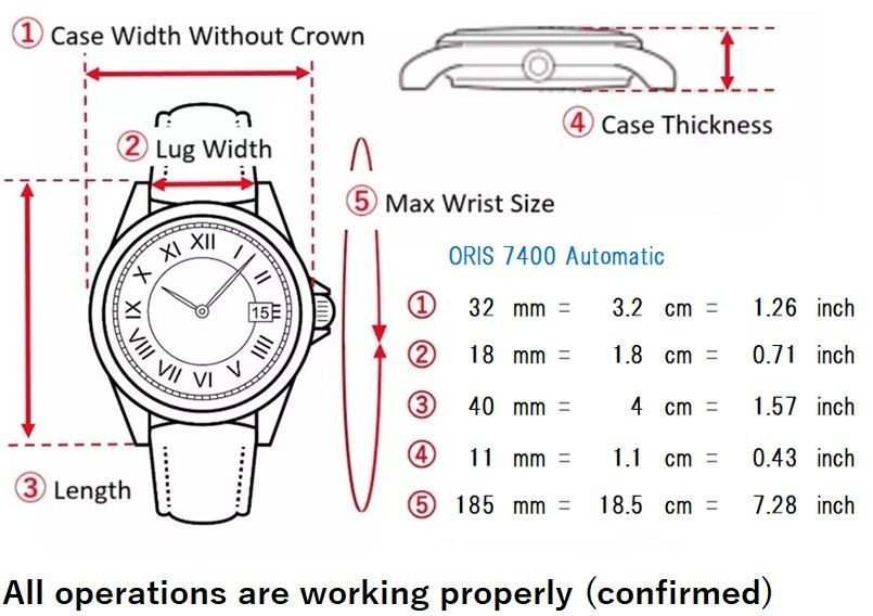 稼動品 ストラップ ORIS オリス ビッグクラウン ポインターデイト 7400 自動巻き アイボリー文字盤 ユニセックス時計