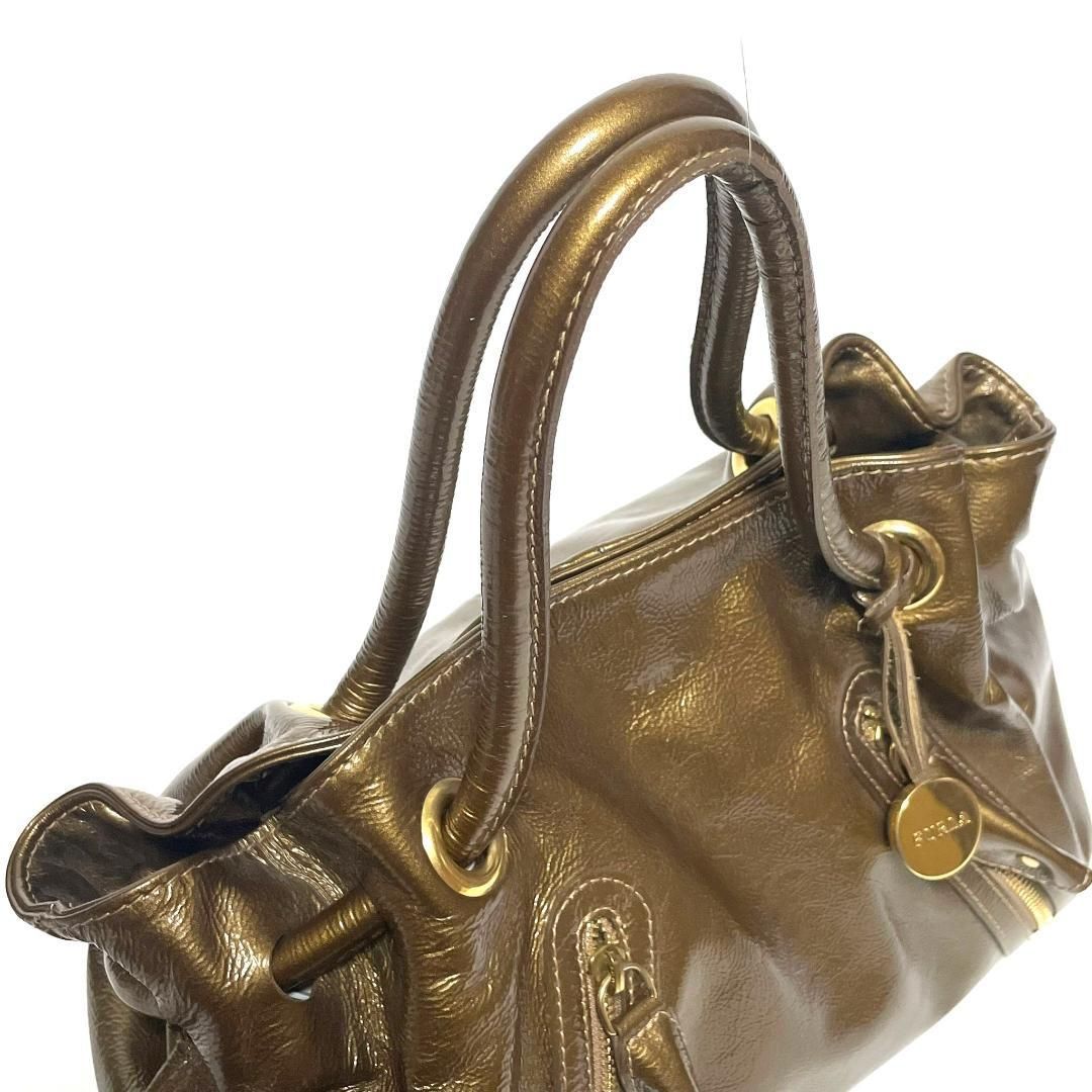 フルラ ハンドバッグ ワンショルダー レザー ゴールド gold チャーム 