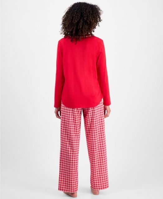 チャータークラブ レディース ナイトウェア アンダーウェア Women s Long-Sleeve Jersey Pajama Set Dawn Plaid DECORATOM_COM_BR