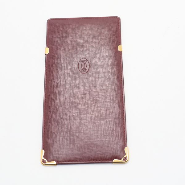 良品 カルティエ メガネケース ボルドーカラー ゴールド金具 良品 カルティエ メガネケース ボルドーカラー ゴールド金具