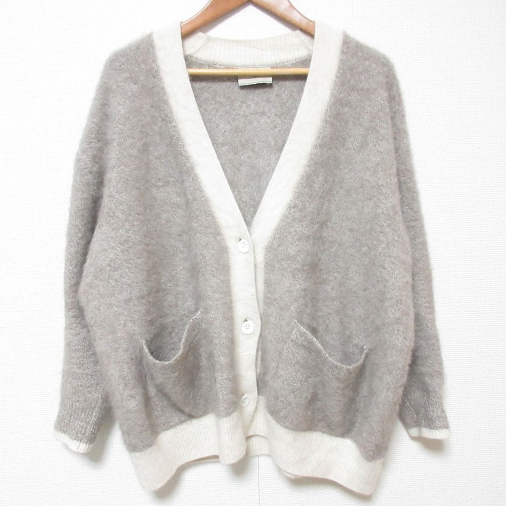 UNITED ARROWS - 美品 24AW UNITED ARROWS ユナイテッドアローズ フォックスカシミアポケットカーディガン グレージュ レディース 古着 中古 USED 美品 24AW UNITED ARROWS ユナイテッドアローズ フォックスカシミア