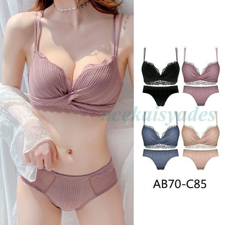レディース ブラジャー ショーツ セット レース ダブルストラップ ランジェリー シースルー しっかり生地 ストレッチ性 リラックス 伸縮性 カラバリ デザイン