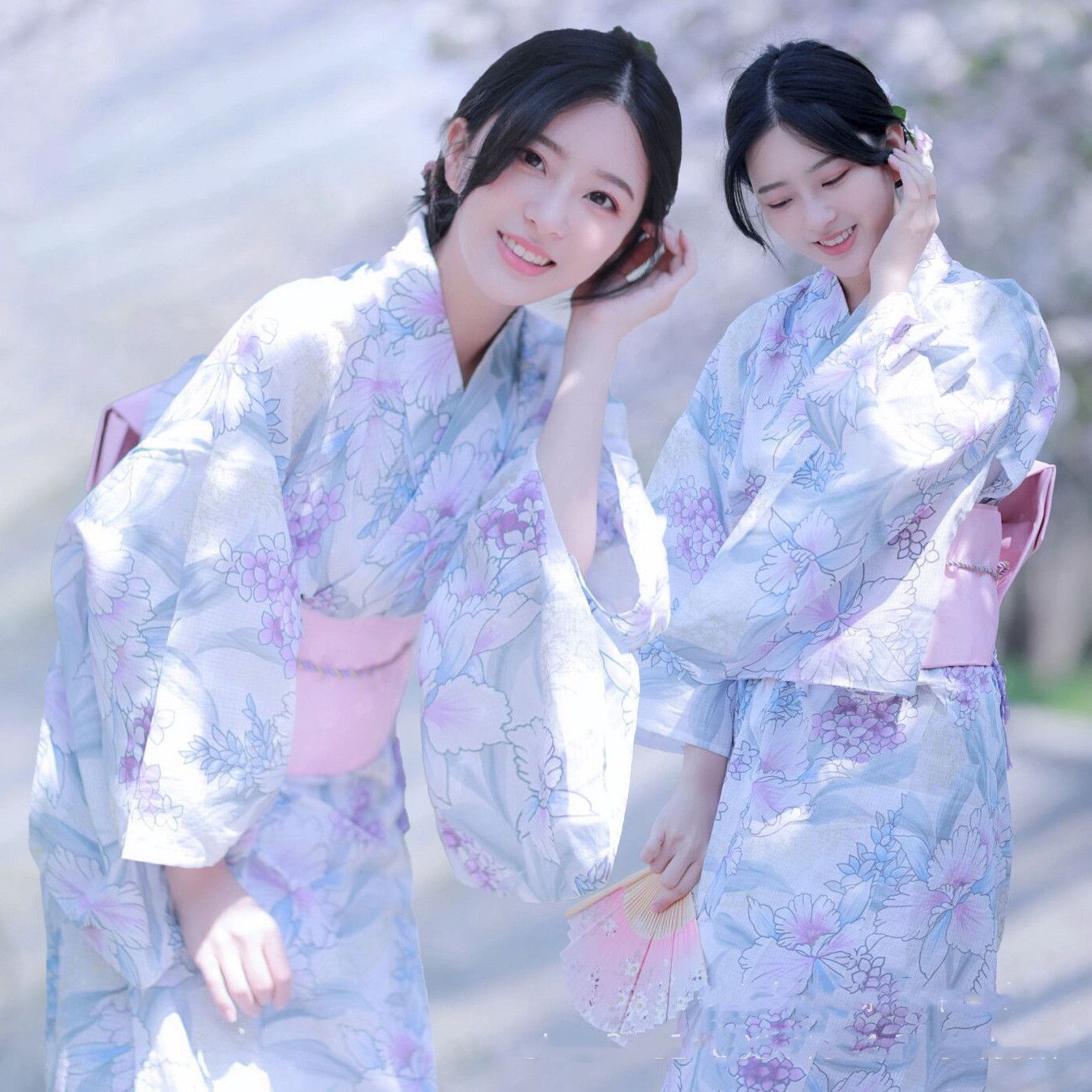 浴衣 レディース 花柄 和服 浴衣 女性用 桜柄 コスチューム 浴衣 平織り きれいめ フリーサイズ 花火大会 夏祭り 旅館 浴衣セット