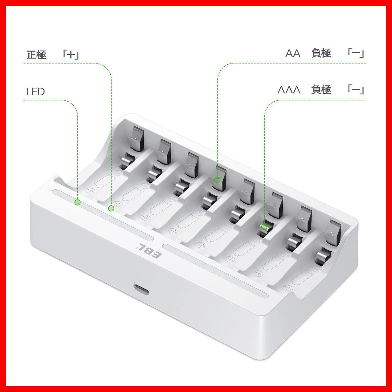 即日対応EBL 充電池単3 充電器セット 単三電池（2800mAh*8）+