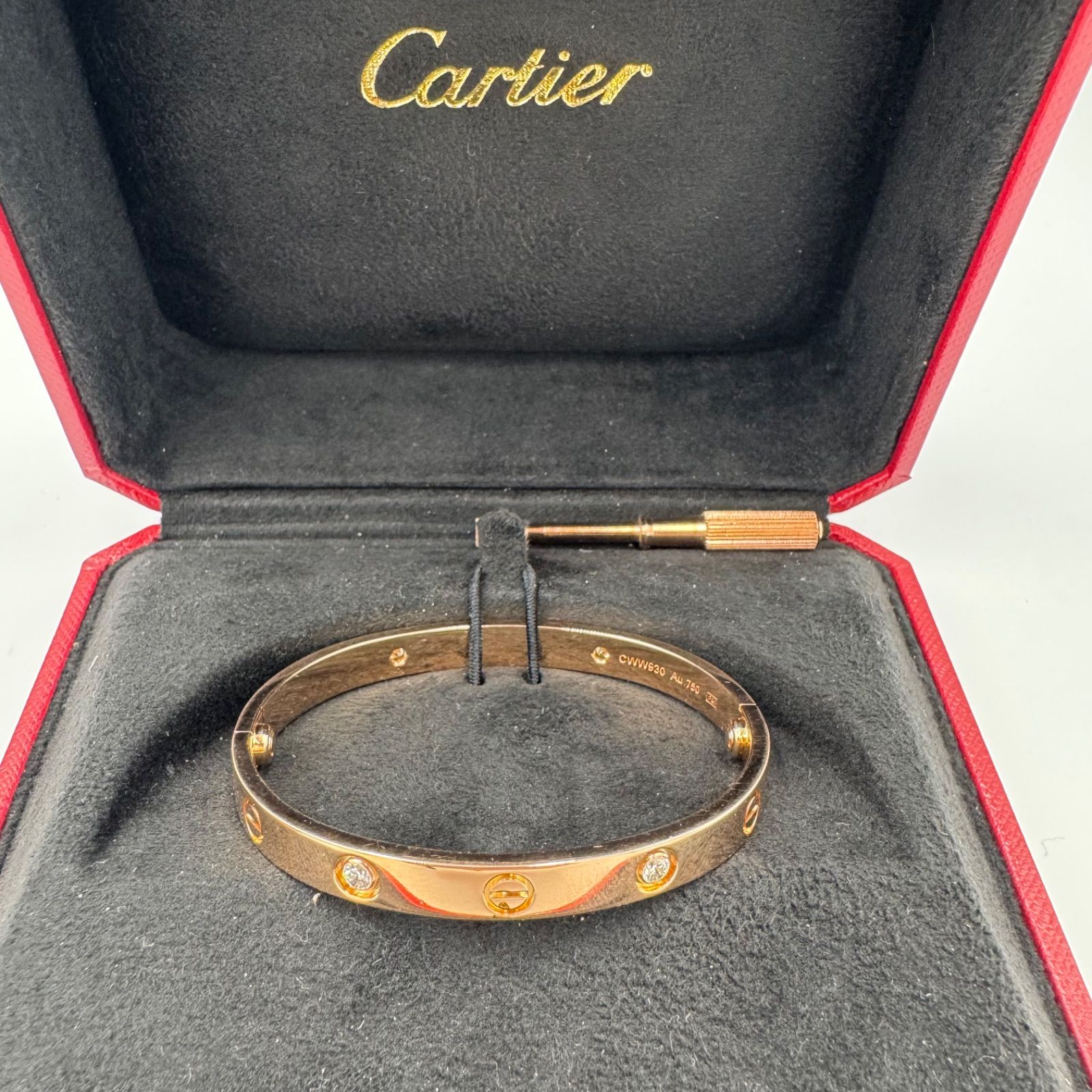 保証書付き】Cartier ラブブレス ハーフダイヤモンド ピンクゴールド  
