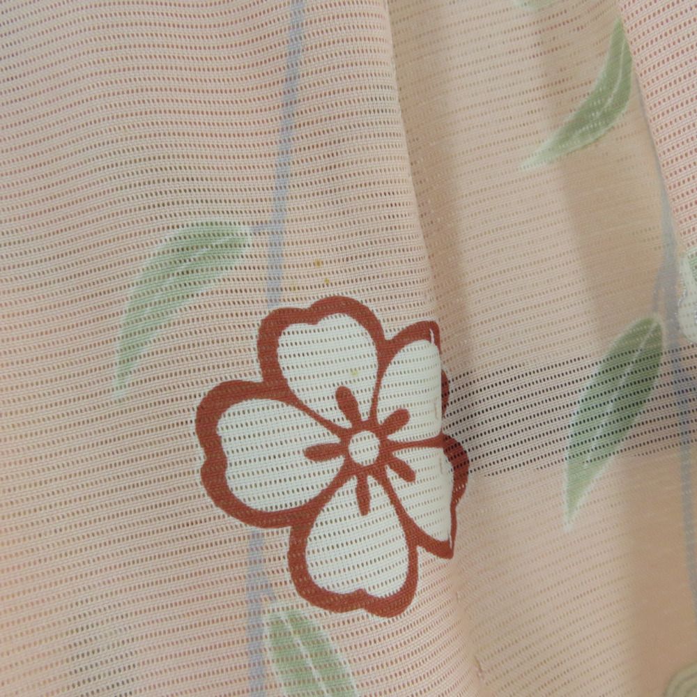 子供着物 夏用 絽 正絹 女の子用 四つ身 襦袢セット サーモンピンク 桜