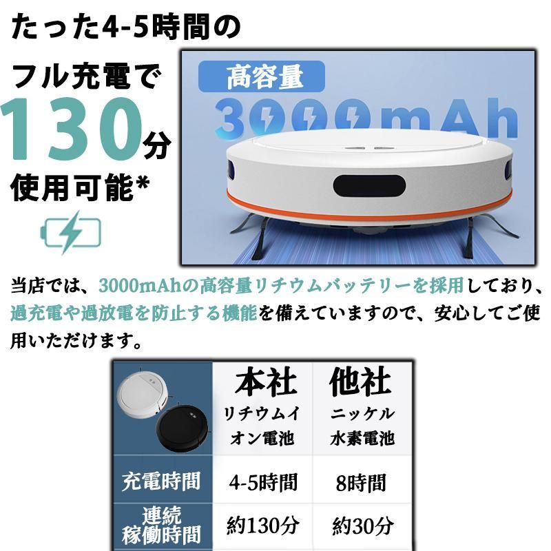 ロボット掃除機 5000Pa 強力吸引 高性能 あす楽 花粉対策 水拭き両用