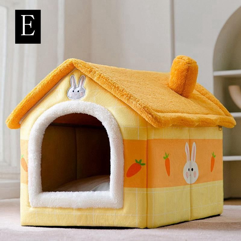 ドーム型犬猫用ベッドペットハウス柔らか49*56*25cmペットベッド犬の巣通年用洗える寝具滑り止め暖かいクッション付き室保温