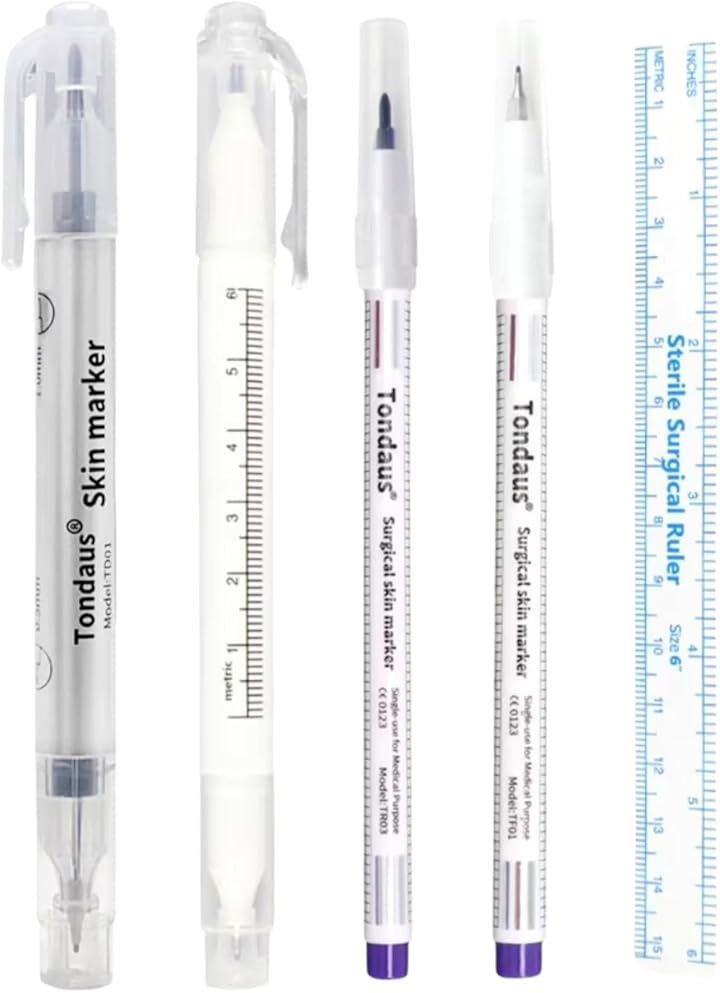 Acid スキンマーカーペン タトゥーペン 4本 0.5mm-1mm ペン先 眉毛 ルーラー アートペン 位置決め サロン用 眉毛外科スキンマーカーペン 全プロフェッショナルアートメイクタトゥー用品 ホワイト