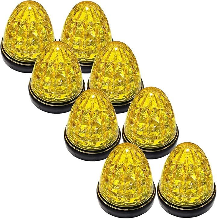 Customize カスタマイズ 24V トラック用 LED マーカーランプ サイド クリスタルカット仕様 16LED 汎用 シーリングタイプ防水 各色( イエローレンズ，  8個)