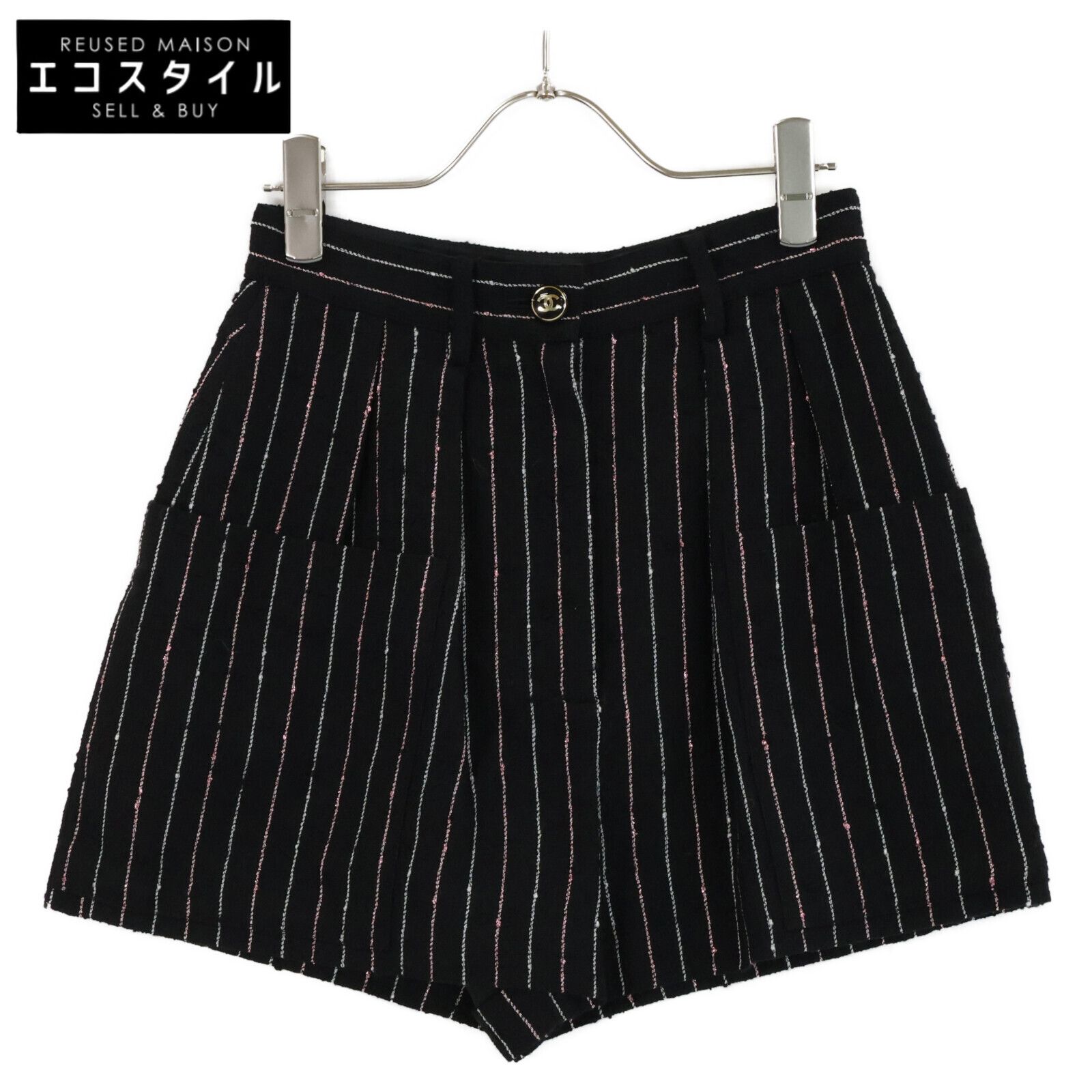 CHANEL シャネル 【美品/国内正規】P74509 ストライプ ショートパンツ 