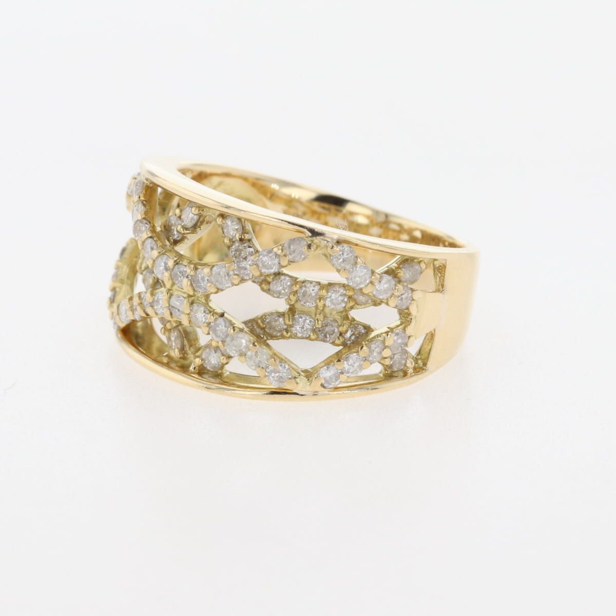 メレダイヤ デザインリング YG イエローゴールド 指輪 リング 15号 K18 ダイヤモンド レディース