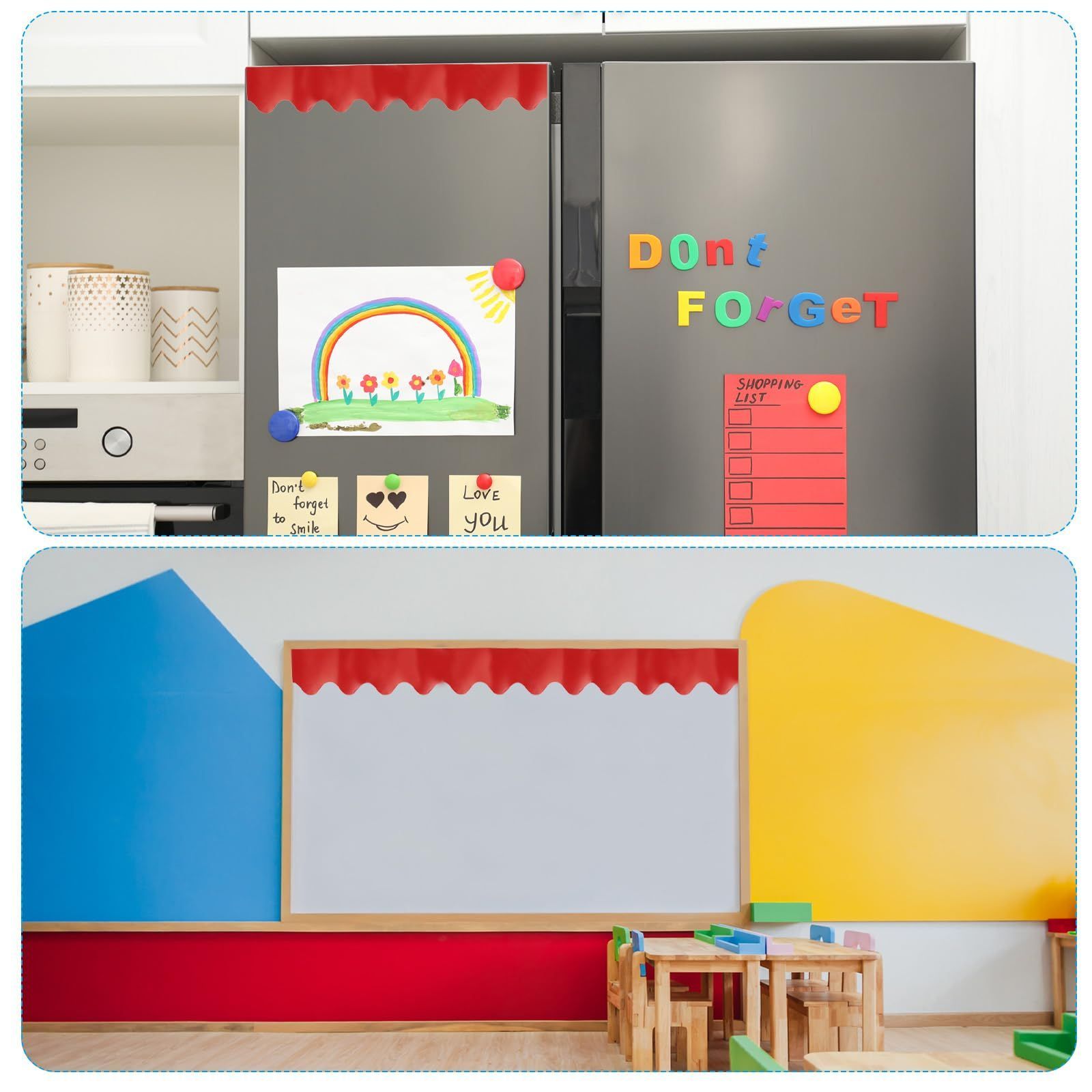 数量限定】壁装飾 ロッカー教室用 スカラップトリムストリップ 掲示板ボーダー コルクポスター 32.8フィート ブラックボード x ホワイト黒板  2.3 光沢のあるシルバー PATIKIL - メルカリ, image size:1600x1600