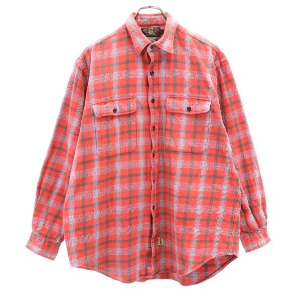 RRL 90s 初期黒タグ 赤三ツ星 ヘビーネル チェック 長袖 シャツ L 