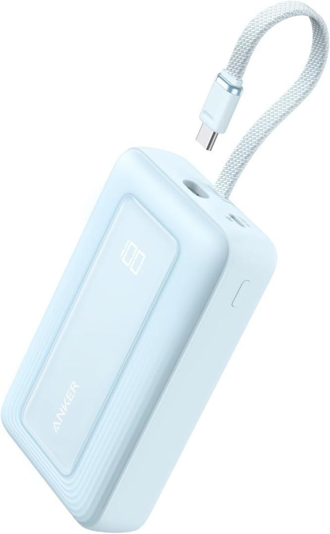 Anker Zolo Power Bank 20000mAh 30W Built-In USB-Cケーブル モバイルバッテリー 20000mAh 最大30W出力 USB-C ケーブル一体型 PD|PowerIQ搭載|PSE技術基準適合 ブルー