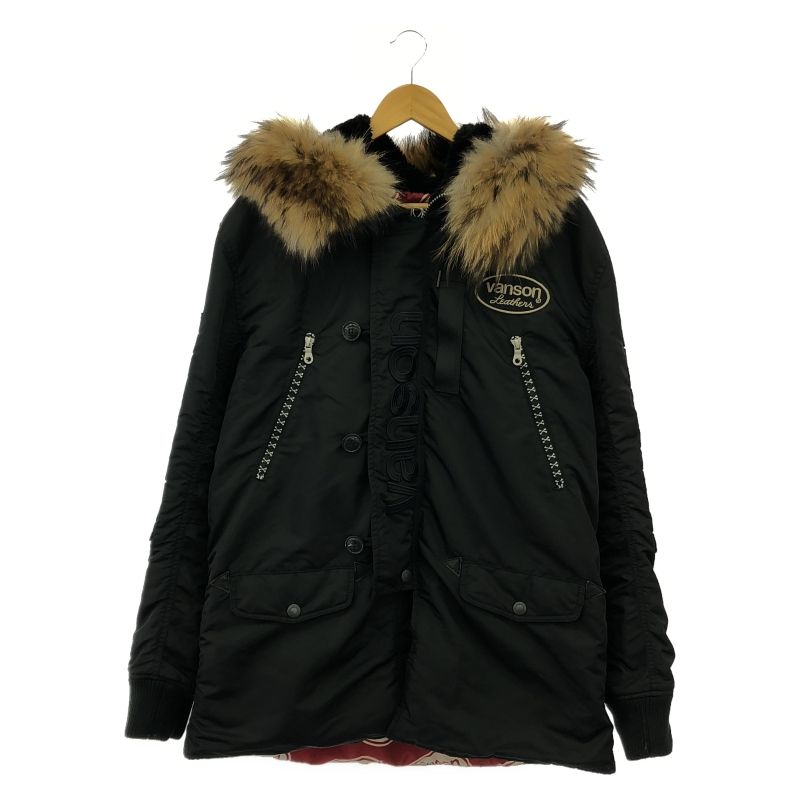 VANSON ファー付きミリタリージャケット サイズXXL ブラック バンソン 17