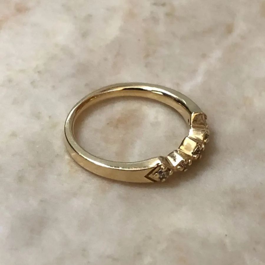 ete/ピンキーリング/3号 ete K10 YG ウェーブ ドローイング ピンキー