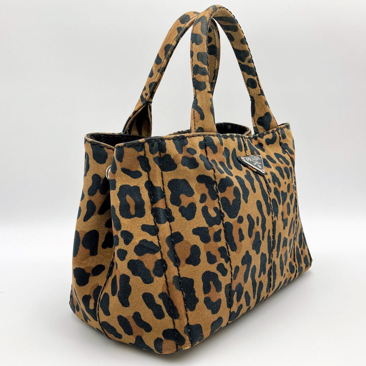 美品　プラダ　カナパ　レオパード 美品 PRADA プラダ カナパSS カナパ トートバッグ ハンドバッグ 2way