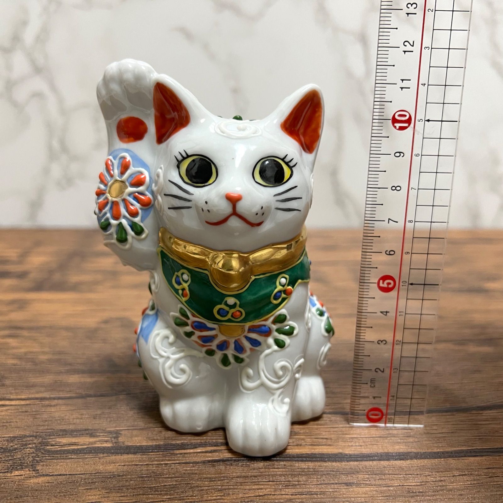 新宿九谷焼！ ☆金ブチ・４号招き猫・右☆ K7-1515 新品 置物 千客万来 ギフト　開運 その他