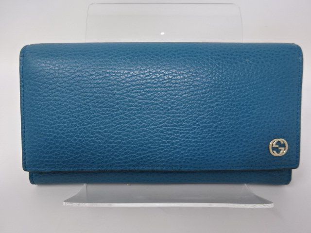 ◇グッチ GUCCI インターロッキングG 長財布 ターコイズブルー 青緑